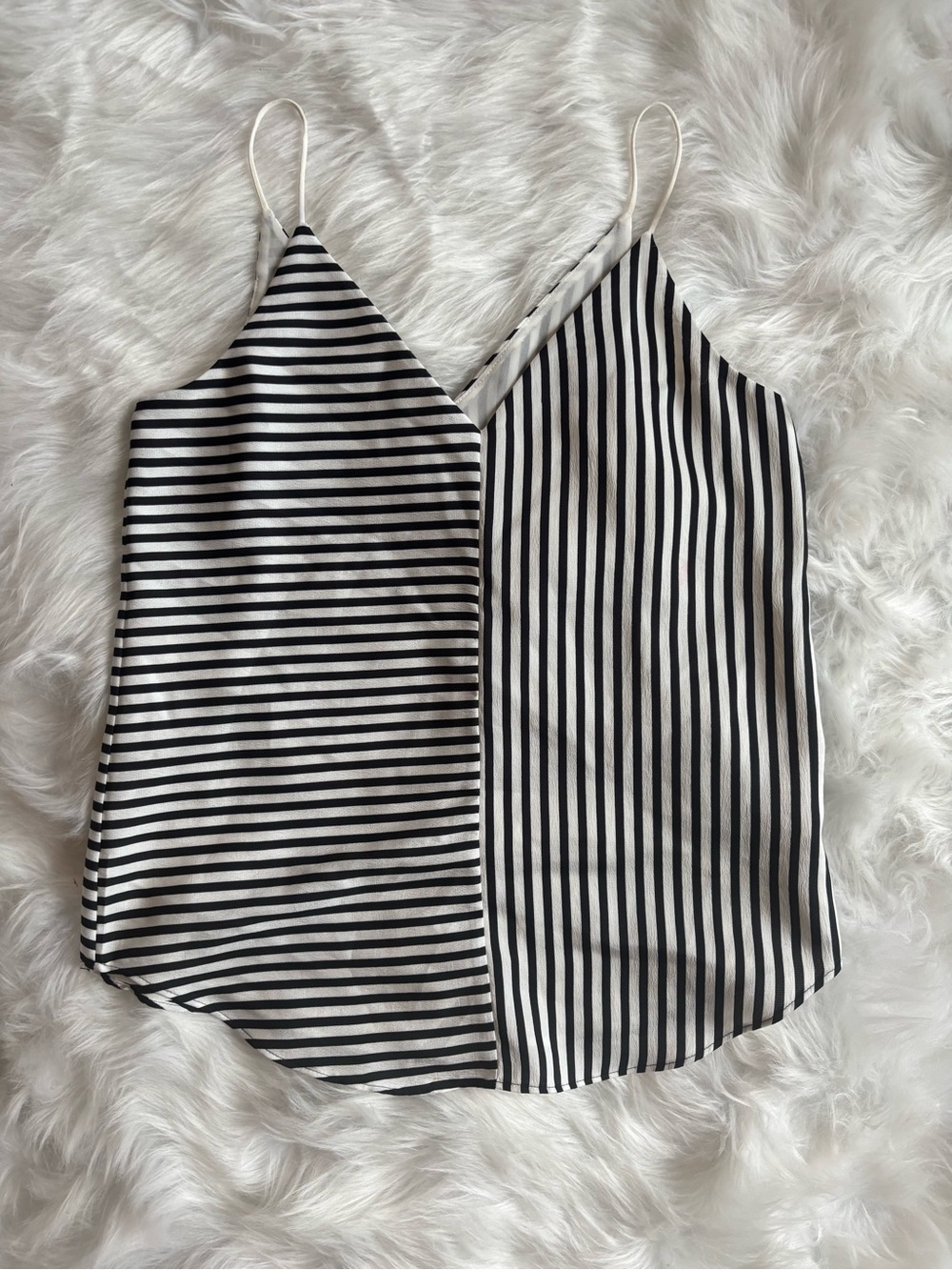 EXPRESS XS Black and White Striped Spaghetti Strap Top